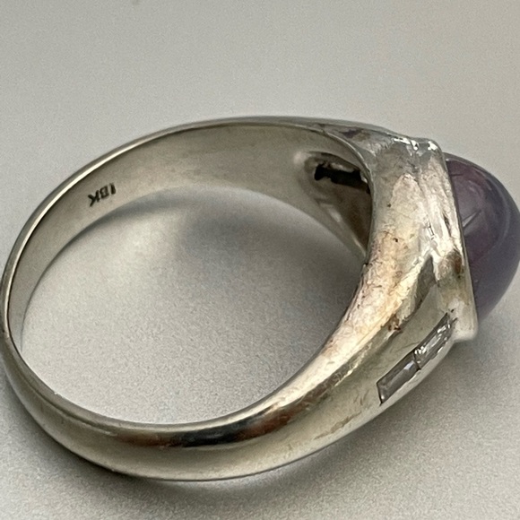 18k White Gold Star Sapphire Ring - Picture 6 of 14